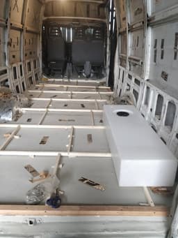 Van inside without the wooden floor